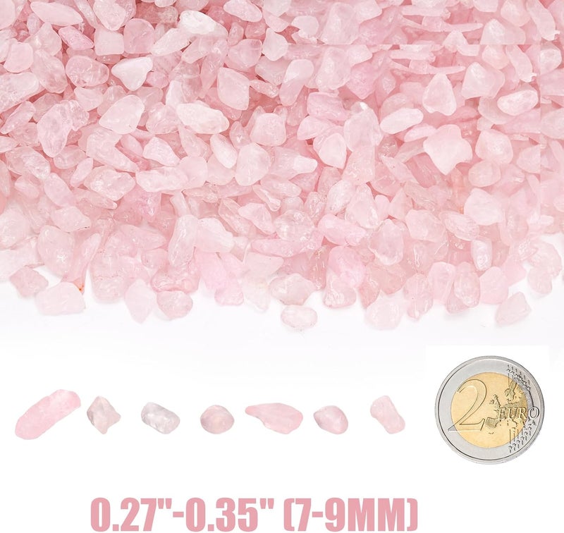 ELFULLY 5 lb Natural Rose Pink Crystal, 7-9 mm Tumbled Chips Stones, Irregular Shaped Quartz Bulk, Healing Reiki Gemstone for Potted Plant Vase Decoration Jewelry Making DIY Craft, Light Rose - Image 2